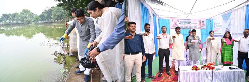 स्वच्छता ही सेवा अभियान में खिलाड़ियों के साथ खेल मंत्री ने की साफ सफाई