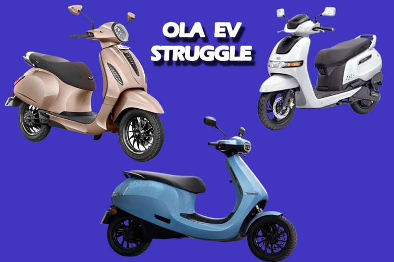 ओला की बाजार हिस्सेदारी में गिरावट, बजाज और टीवीएस आगे
