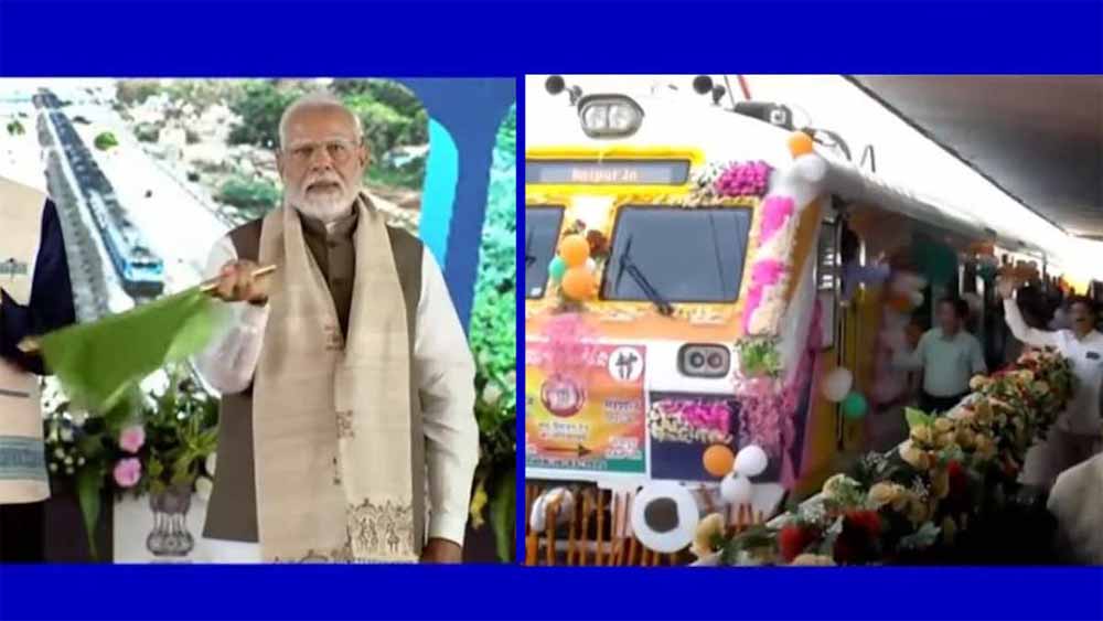अभनपुर-रायपुर रेल सेवा का हरी झंडी दिखाकर पीएम मोदी ने किया शुभारंभ