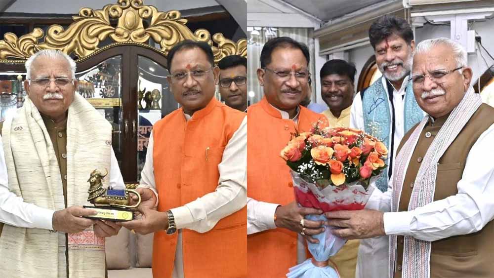 मुख्यमंत्री साय से केन्द्रीय मंत्री मनोहर लाल खट्टर ने  की सौजन्य मुलाकात