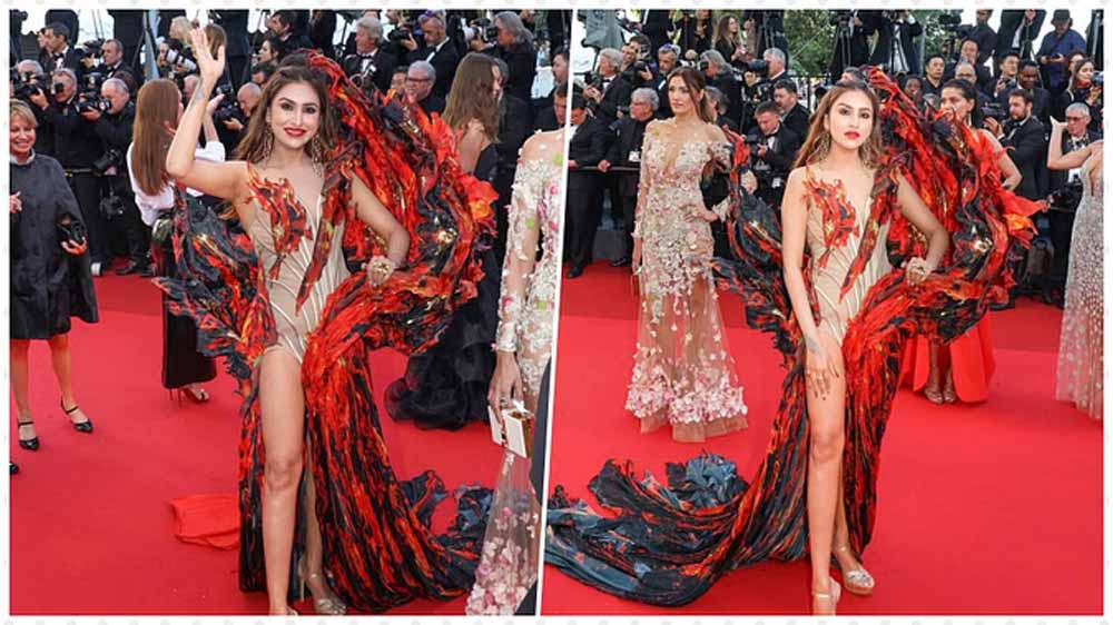 छत्तीसगढ़ की बेटी का जलवा कान्स में, अनोखी ड्रेस पहन रेड कार्पेट पर चली