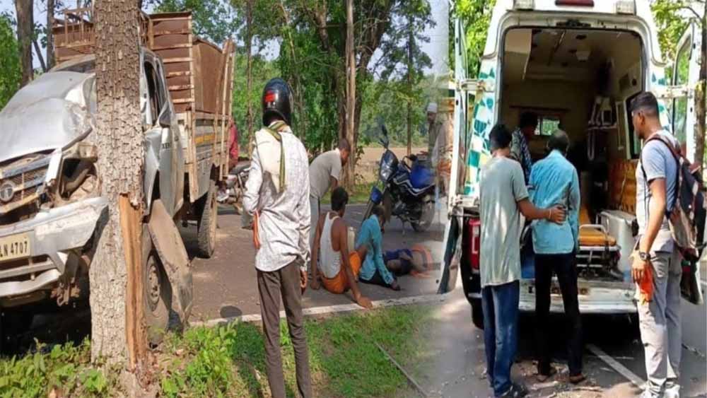 गरियाबंद में मजदूरों की पिकअप पेड़ से टकराई, एक की मौत, 3 घायल