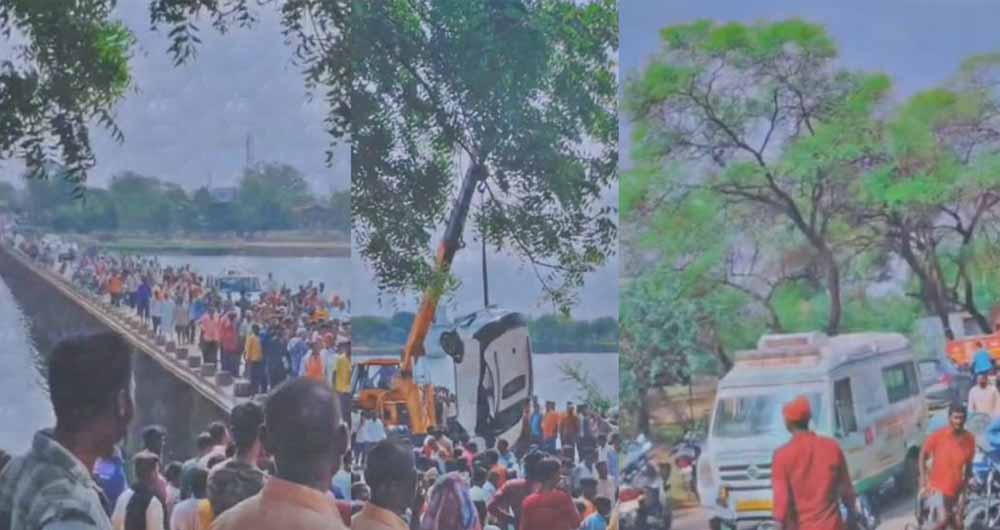 सड़क हादसा : तेज रफ्तार कार नदी में गिरी, बैंक कर्मचारी की मौत
