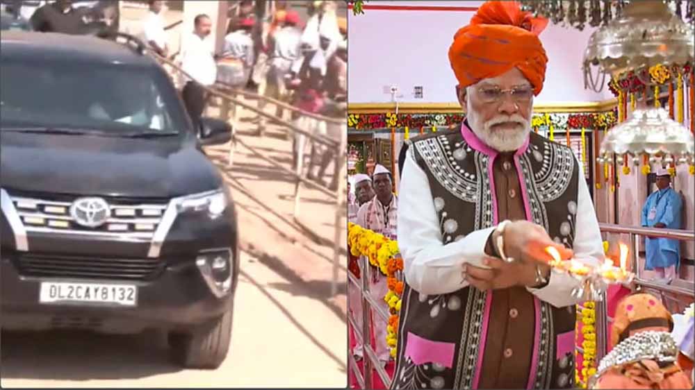 नर्मदा जिले में पीएम मोदी ने भगवान बिरसा मुंडा को नमन किया, देवमोगरा मंदिर में की पूजा